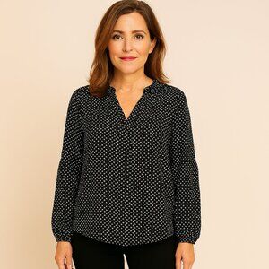 LOFT Ann Taylor Womens  XXL Polka Dot V Neck Blouse